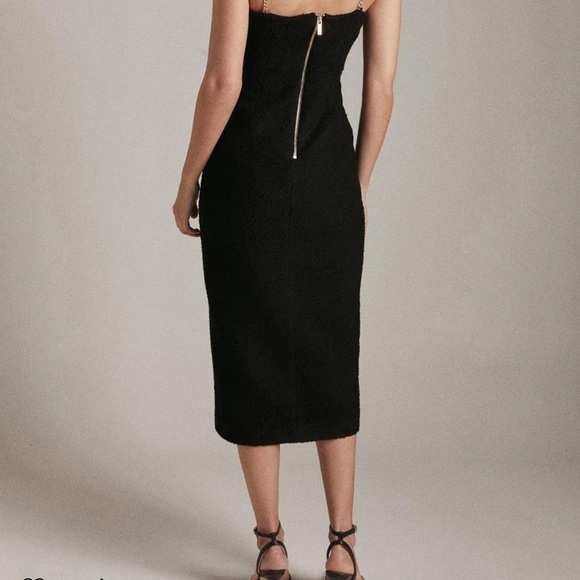 Black Textured Dress with Gold Chain Straps petite size 8 - Picture 3 of 8